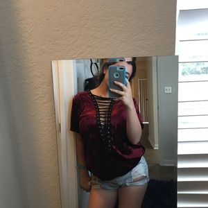 LF red velvet short sleeve